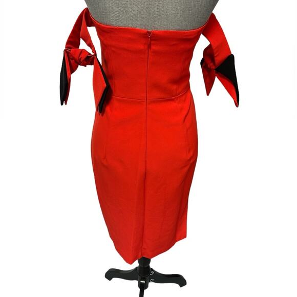 Milly Brie Off Shoulder Midi Sheath Dress Red Woman's Size 4 - Picture 4 of 11